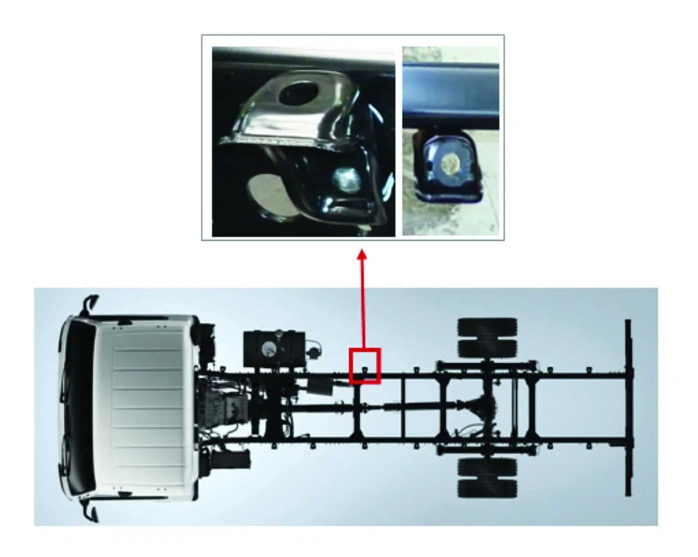 The FUSO Rear Body Mounting Bracket provides you an easy mounting of bodies to the chassis by reducing time and effort that is required to install or change the rear body.
Furthermore, the FUSO Rear Body Mounting Bracket offers you the body mounting without drilling on the frame. The attachment hole is on the top of the frame to make it easier to fit the rear body.